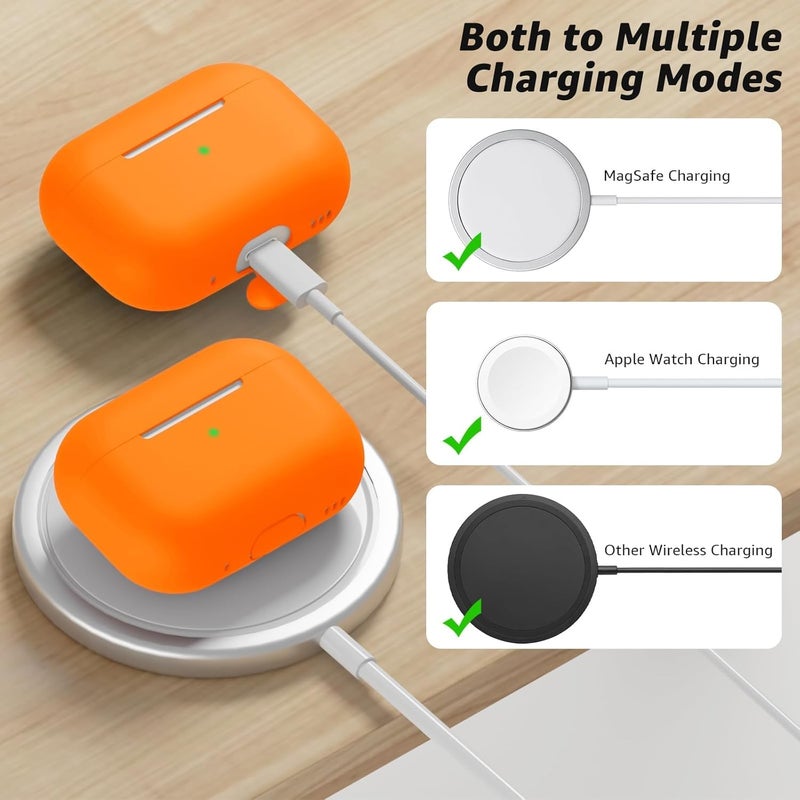 Tandoler Compatible with Airpods Pro 2 Case, Soft Silicone Skin Cover Protective Cases with Cleaner kit and Lanyard Compatible for AirPod Pro 2nd Generation, Front LED Visible-Orange - Image 4